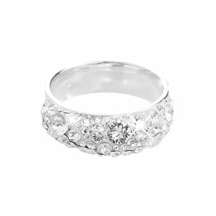 Stříbrný prsten šína s krystaly Swarovski do bombé Crystal (Stříbro 925/1000)