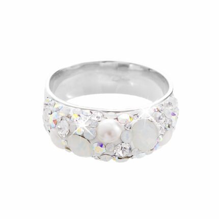 Stříbrný prsten šína s krystaly Swarovski do bombé AB Mix (Stříbro 925/1000)