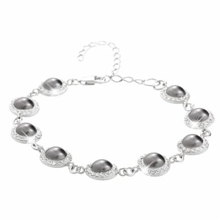 Stříbrný náramek perlová mugle Swarovski s obtahem Grey (Stříbro 925/1000)