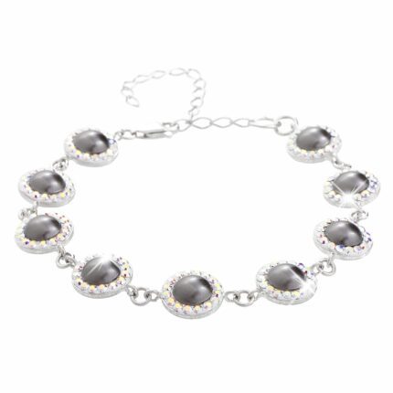 Stříbrný náramek perlová mugle Swarovski s obtahem Grey AB (Stříbro 925/1000)