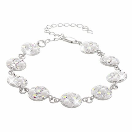Stříbrný náramek malá kulatá lůžka s krystaly Swarovski AB Mix (Stříbro 925/1000)