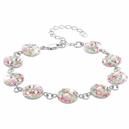 Stříbrný náramek malá kulatá lůžka s krystaly Swarovski Multi (Stříbro 925/1000)