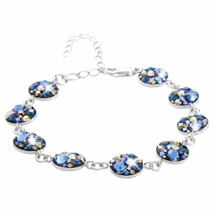 Stříbrný náramek malá kulatá lůžka s krystaly Swarovski Montana Mix (Stříbro 925/1000)
