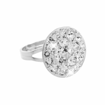 Stříbrný prsten kulaté lůžko s krystaly Swarovski Crystal (Stříbro 925/1000)