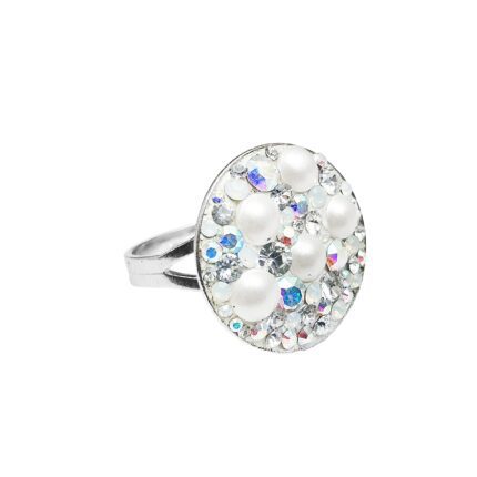 Stříbrný prsten kulaté lůžko s krystaly Swarovski AB mix (Stříbro 925/1000)