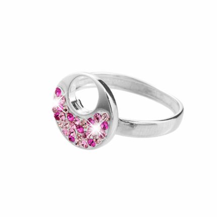 Stříbrný prsten kulatý s kruhovým výřezem a s krystaly Swarovski Rose (Stříbro 925/1000)