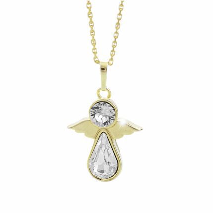 Pozlacený stříbrný náhrdelník andělíček s krystaly Swarovski Crystal (Stříbro 925/1000)