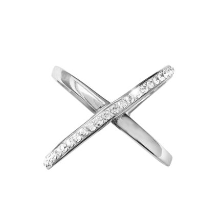 Stříbrný prsten překřížený s jednou řadou krystalů Swarovski Crystal (Stříbro 925/1000)