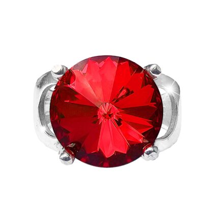 Stříbrný prsten se samostatnou rivoli Swarovski Light Siam (Stříbro 925/1000)