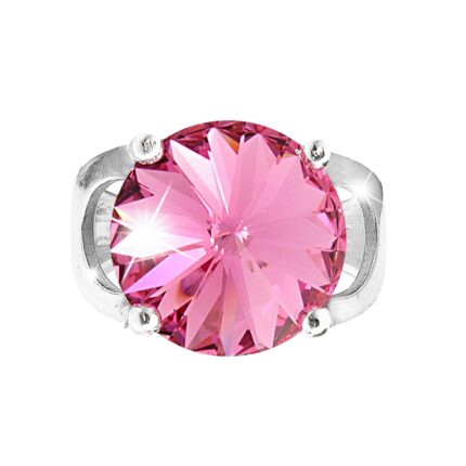 Stříbrný prsten se samostatnou rivoli Swarovski Rose (Stříbro 925/1000)