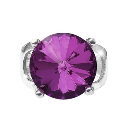 Stříbrný prsten se samostatnou rivoli Swarovski Amethyst (Stříbro 925/1000)