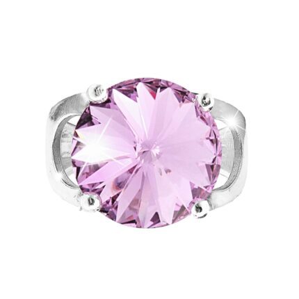Stříbrný prsten se samostatnou rivoli Swarovski Light Amethyst (Stříbro 925/1000)