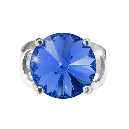 Stříbrný prsten se samostatnou rivoli Swarovski Sapphire (Stříbro 925/1000)