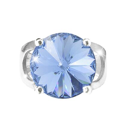 Stříbrný prsten se samostatnou rivoli Swarovski Light Sapphire (Stříbro 925/1000)