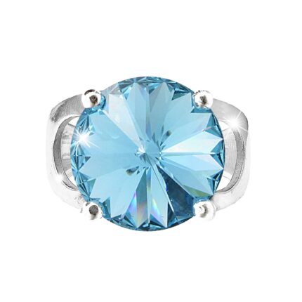 Stříbrný prsten se samostatnou rivoli Swarovski Aquamarine (Stříbro 925/1000)