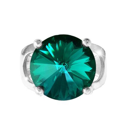 Stříbrný prsten se samostatnou rivoli Swarovski Emerald (Stříbro 925/1000)