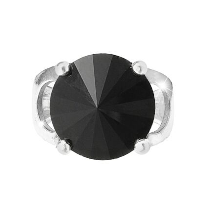 Stříbrný prsten se samostatnou rivoli Swarovski Jet (Stříbro 925/1000)