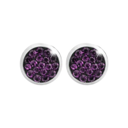 Ocelové náušnice puzety mini lentilky s krystaly Preciosa Amethyst