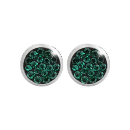 Ocelové náušnice puzety mini lentilky s krystaly Preciosa Emerald