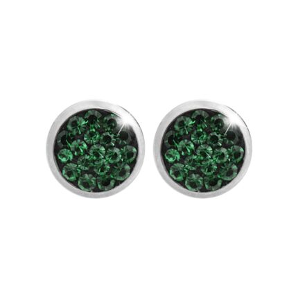 Ocelové náušnice puzety mini lentilky s krystaly Preciosa Green Turmaline