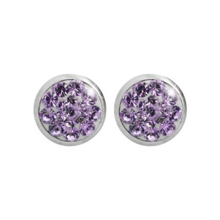 Ocelové náušnice puzety mini lentilky s krystaly Preciosa Violet