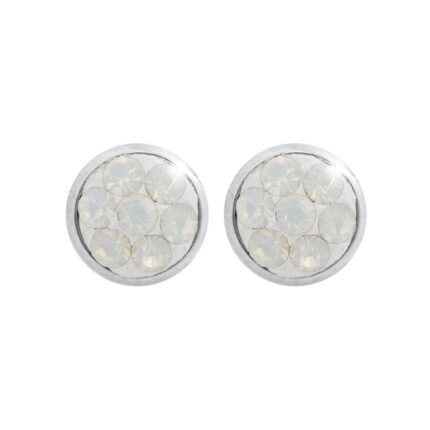 Ocelové náušnice puzety mini lentilky s krystaly Preciosa White Opal