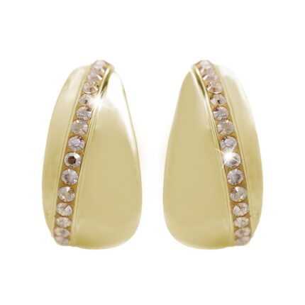 Pozlacené stříbrné náušnice kruhy s šikmou řadou krystalů Swarovski Golden Shadow (Stříbro 925/1000)