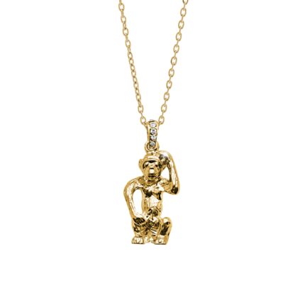 Zlatý náhrdelník z bižuterní slitiny opice s krystaly Swarovski Crystal