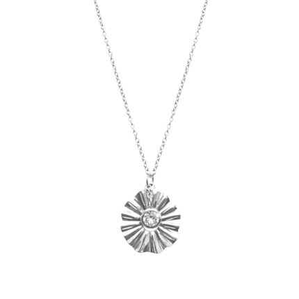 Ocelový náhrdelník vlnitý květ s krystalem Swarovski Crystal