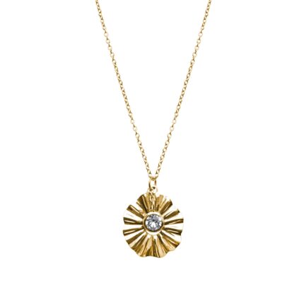 Zlatý ocelový náhrdelník vlnitý květ s krystalem Swarovski Crystal