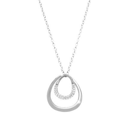 Ocelový náhrdelník dvojitý zaoblený trojúhelník s krystaly Swarovski Crystal