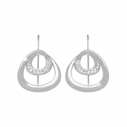 Ocelové provlékací náušnice dvojitý zaoblený trojúhelník s krystaly Swarovski Crystal