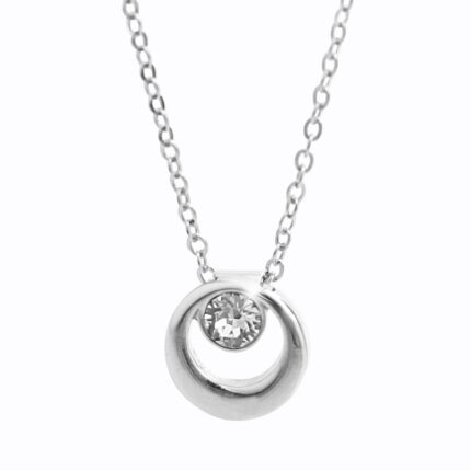 Náhrdelník z bižuterní slitiny samostatný krystal Swarovski v kruhu Crystal
