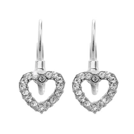 Náušnice klapky z bižuterní slitiny větší obvodové srdíčko z krystalů Swarovski Crystal