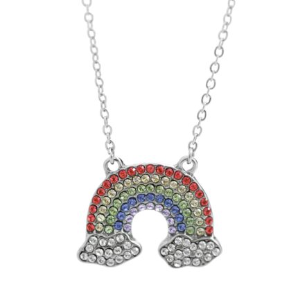 Ocelový náhrdelník duha s mraky osázená krystaly Swarovski Multi
