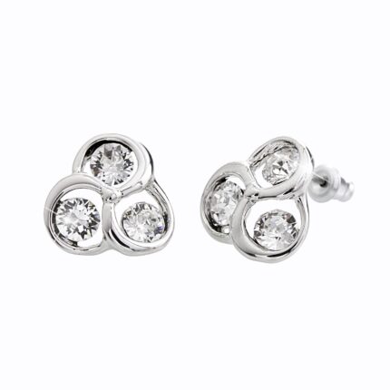 Náušnice puzety z bižuterní slitiny tři krystaly v kruzích Swarovski Crystal