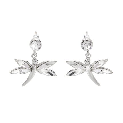 Náušnice puzety z bižuterní slitiny pohyblivá vážka z navet Swarovski Crystal