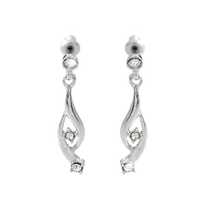 Náušnice puzety z bižuterní slitiny vlnky svírající krystal Swarovski Crystal