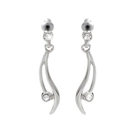 Náušnice puzety z bižuterní slitiny vlnky s krystalem Swarovski Crystal