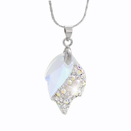 Náhrdelník z bižuterní slitiny s krystalem ve tvaru listu Swarovski AB