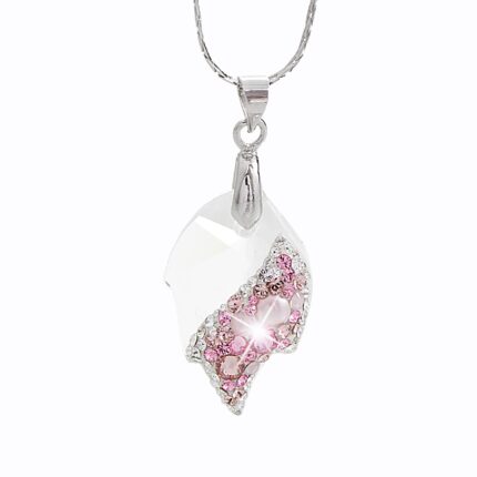 Náhrdelník z bižuterní slitiny s krystalem ve tvaru listu Swarovski Rosa
