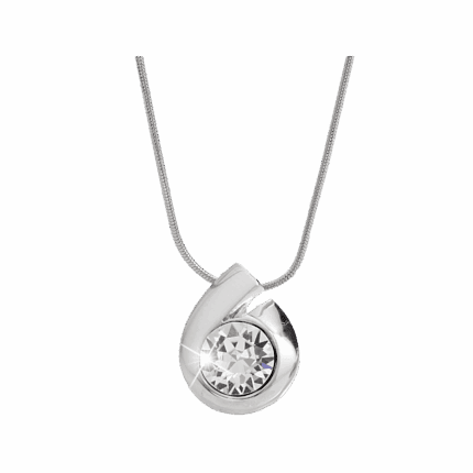 Náhrdelník z bižuterní slitiny kovová kapka s velkým krystalem Swarovski Crystal