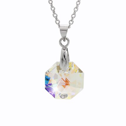 Náhrdelník z bižuterní slitiny samostatný osmiúhelníkový krystal Swarovski AB