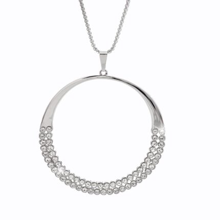 Náhrdelník z bižuterní slitiny velký kruh osázený drobnými krystaly Swarovski Crystal