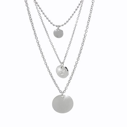 Ocelový náhrdelník tři řetízky s přívěsky zdobený krystaly Swarovski Crystal