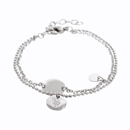 Ocelový náramek dva řetízky s přívěsky zdobený krystaly Swarovski Crystal