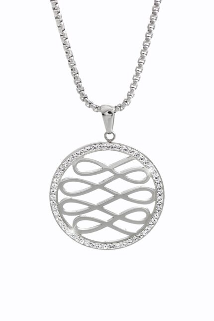 Ocelový náhrdelník opakované nekonečno v kruhu s krystaly Swarovski Crystal