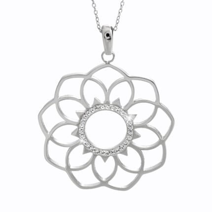 Ocelový náhrdelník vyřezávaná mandala s krystaly Swarovski Crystal