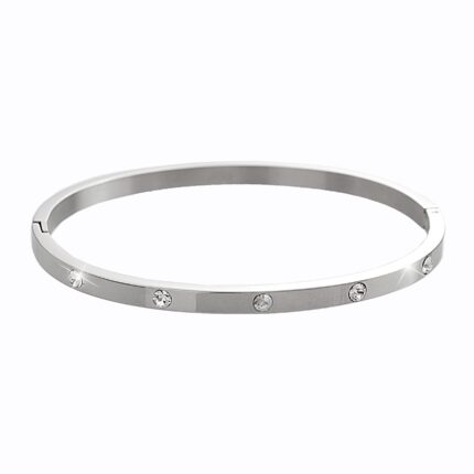 Ocelový náramek obruč zdobená deseti krystaly Swarovski Crystal