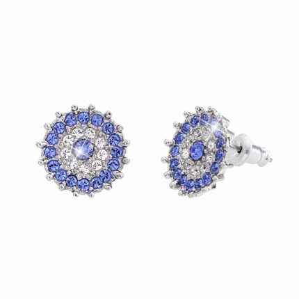 Náušnice puzety z bižuterní slitiny dvoubarevné kruhy Swarovski Sapphire